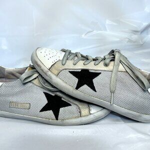 Golden Goose Women’s Super-Star Classic Sneakers Light Silver/Milk/Blk Sz 10W